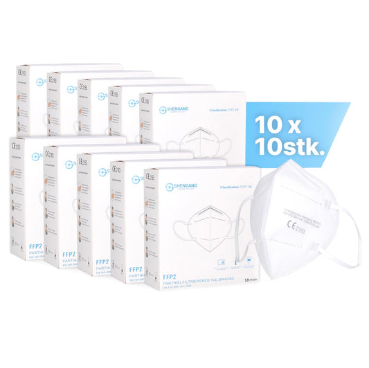 Shengang 100x masque FFP2 certifié CE protection respiratoire buccale et nasale conforme à la pharmacie 5 couches ISO9001:2015 / EN149 2001 A1:2009