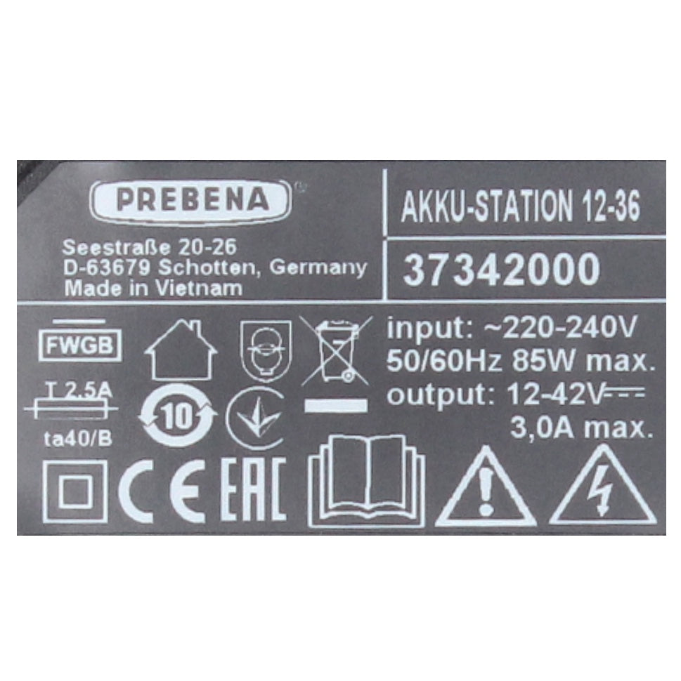 Station de batterie Prebena 12-36, chargeur rapide, système CAS refroidi par air 12-36 volts