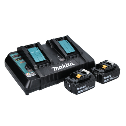 Makita DLM 382 PT2 tondeuse à gazon sans fil 36 V (2x 18 V) 38 cm 40 l + 2x batterie 5,0 Ah + double chargeur + lame faucille