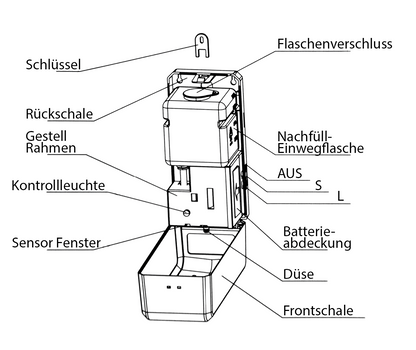 Toolbrothers kontaktloser automatischer Desinfektionsspender Sensor stehend, 1000ml Tank, höhenverstellbar, Netz- und Batteriebetrieb für öffentliche Einrichtungen - Toolbrothers