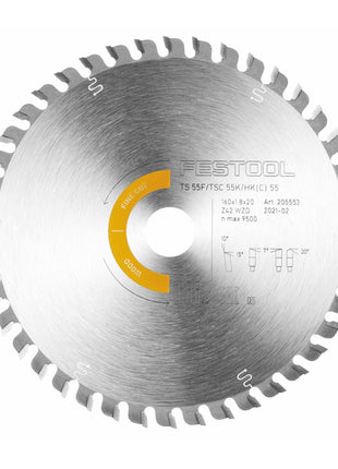 Festool Kreissägeblatt Wood Fine Cut HW 160 x 1,8 x 20 mm WD42 ( 205553 ) für Tauchsägen TS 55 F, TSC 55 K & Handkreissägen HK 55, HKC 55 - Toolbrothers