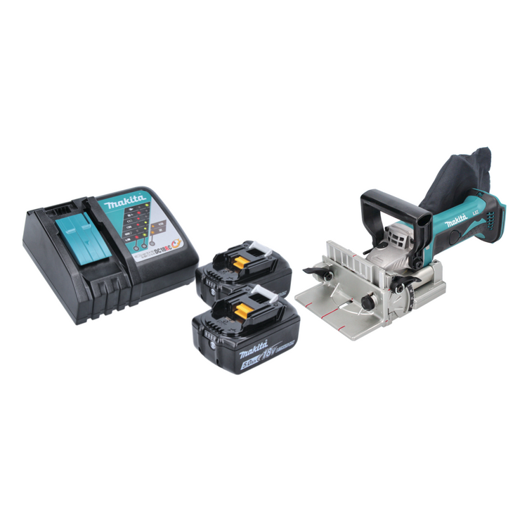 Makita DPJ 180 RT Akku Nutfräse 18 V 100 mm + 2x Akku 5,0 Ah + Ladegerät - Toolbrothers