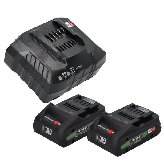 Kit de batteries Prebena 18 V avec 2 batteries LiHD 4,0 Ah + station de batterie 12-36 chargeur rapide système CAS