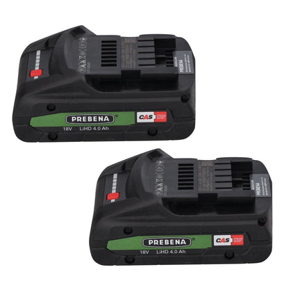 Kit de batteries Prebena 18 V avec 2 batteries LiHD 4,0 Ah + station de batterie 12-36 chargeur rapide système CAS