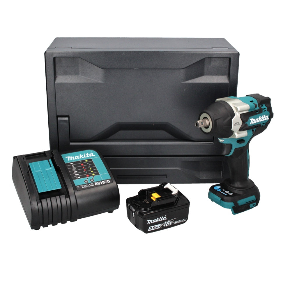 Makita DTW 701 SF1X Akku Schlagschrauber 18 V 700 Nm 1/2" XPT Brushless + 1x Akku 3,0 Ah + Ladegerät + Makbox