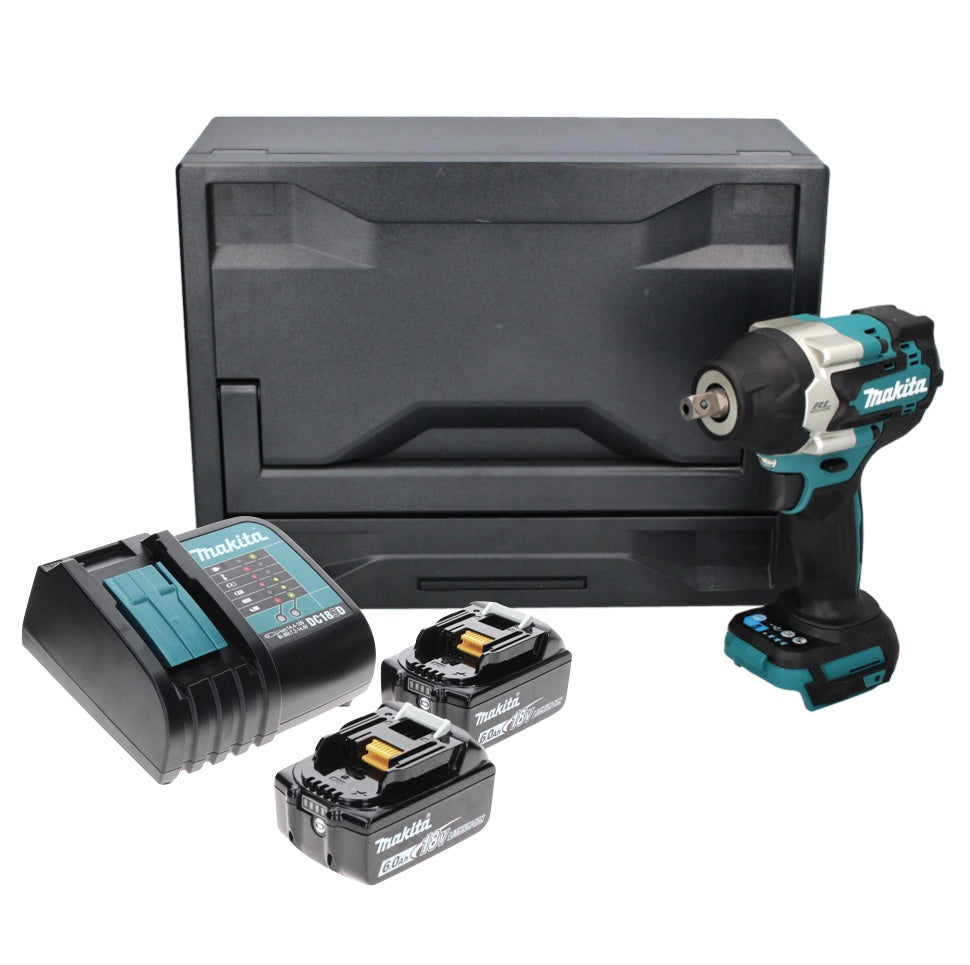 Makita DTW 701 SGX clé à chocs sans fil 18 V 700 Nm 1/2" XPT Brushless + 2x batteries 6,0 Ah + chargeur + Makbox