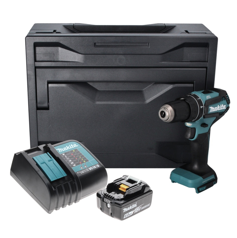 Makita DHP 485 SG1X perceuse à percussion sans fil 18 V 50 Nm sans balai + 1x batterie 6,0 Ah + chargeur + Makbox