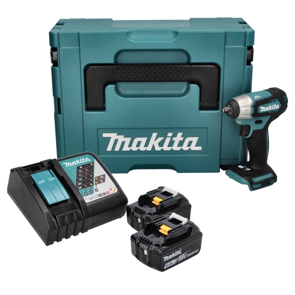 Makita DTW 180 RGJ clé à chocs sans fil 18 V 180 Nm 3/8" sans balai + 2x batterie 6,0 Ah + chargeur + Makpac