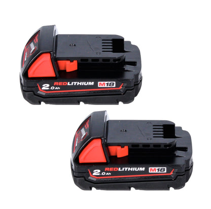 Jeu de batteries Milwaukee M18 B2 18 V 2x 2,0 Ah / 2000 mAh ROUGE Li-Ion (2x 4932430062)