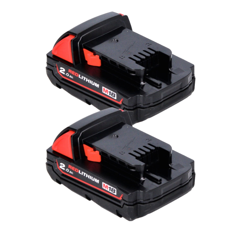 Kit de démarrage de batterie Milwaukee M18 B2 18 V 2x 2,0 Ah (2x 4932430062) + chargeur M12-18C 12 - 18 V (4932352959)