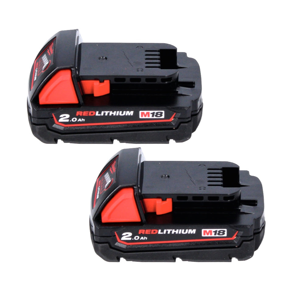 Kit de démarrage de batterie Milwaukee M18 B2 18 V 2x 2,0 Ah (2x 4932430062) + chargeur M12-18C 12 - 18 V (4932352959)