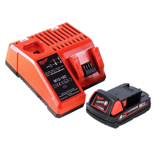 Kit de démarrage de batterie Milwaukee M18 B2 18 V 1x 2,0 Ah (1x 4932430062) + chargeur M12-18C 12 - 18 V (4932352959)