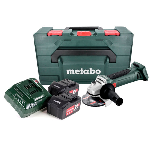 Metabo W 18 LTX 125 Akku Winkelschleifer 18 V 125 mm ( 602174650 ) + 2x Akku 5,2 Ah + Ladegerät + metaBOX