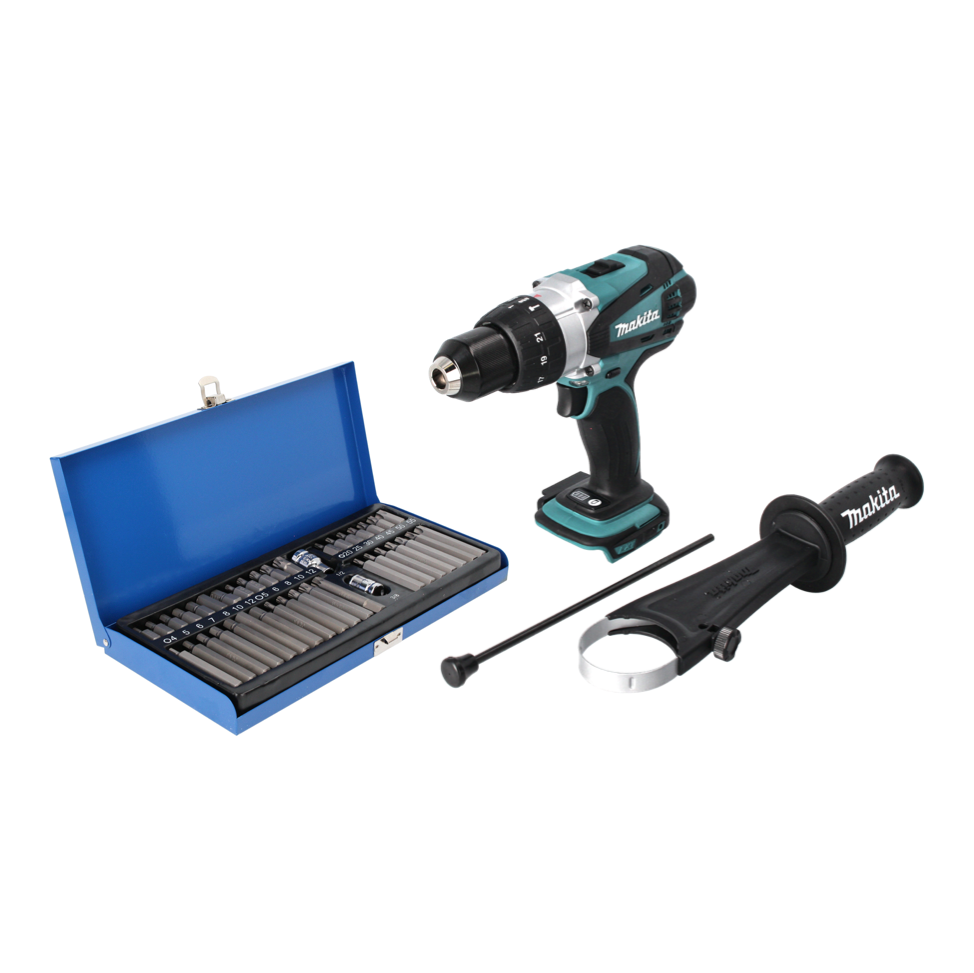 Makita DHP 458 Z perceuse à percussion sans fil 18 V 91 Nm + jeu d'embouts 40 pièces - sans batterie, sans chargeur