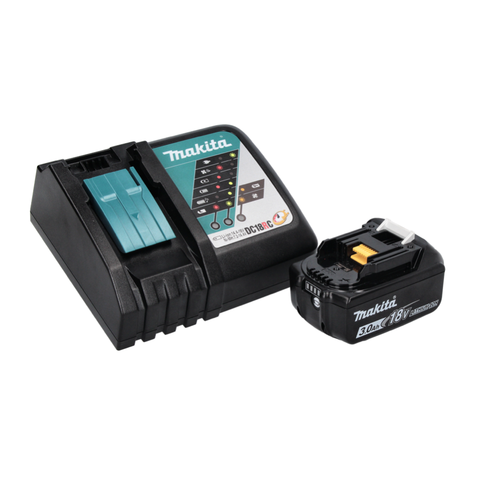 Makita DHP 482 RF1W perceuse à percussion sans fil 18 V 62 Nm + 1 batterie 3,0 Ah + chargeur + jeu d'embouts 26 pièces