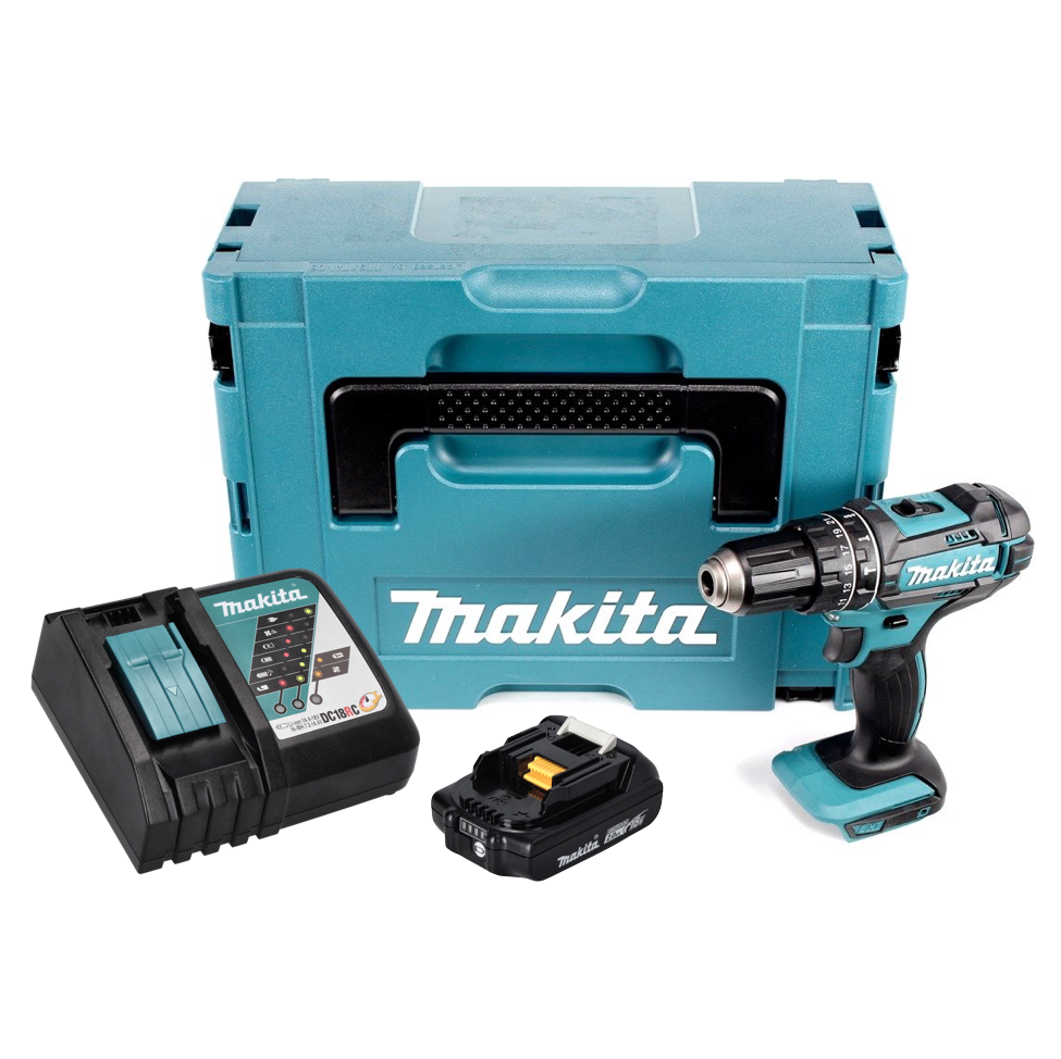 Makita DHP 482 RA1J perceuse à percussion sans fil 18 V 62 Nm + 1x batterie 2,0 Ah + chargeur + Makpac