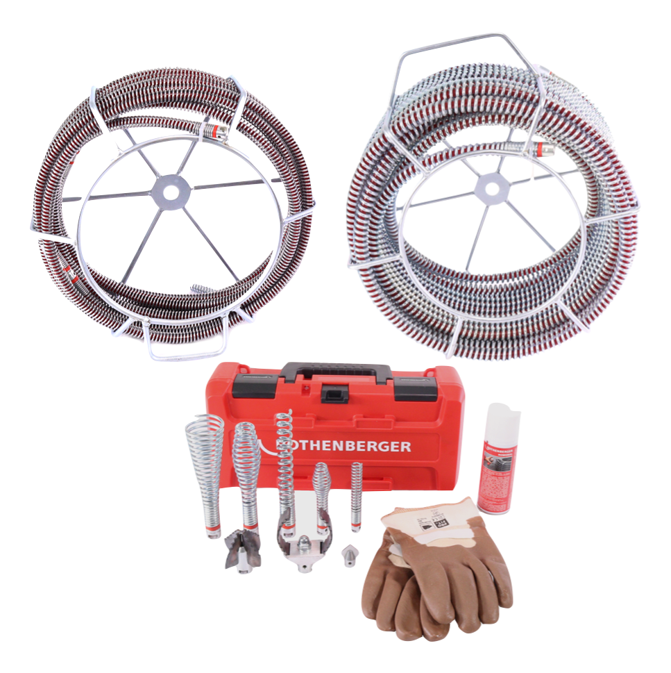 Rothenberger R600 VarioClean Akku Rohrreinigungsmaschine 18 V + 1x Akku 8,0 Ah + Ladegerät + Spiral Werkzeug Set DuraFlex ( 1000003346 ) - Toolbrothers