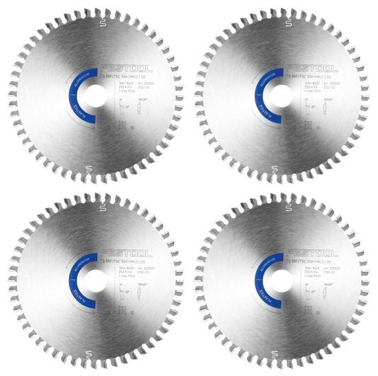 Festool 4x Kreissägeblatt Aluminium / Plastics HW 160 x 1,8 x 20 mm F/FA52 ( 4x 205555 ) für Tauchsägen TS 55 F, TSC 55 K & Handkreissägen HK 55, HKC 55 - Toolbrothers