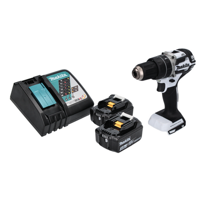 Makita DHP 484 RF W perceuse à percussion sans fil 18 V 54 Nm sans balais blanc + 2x batteries 3,0 Ah + chargeur