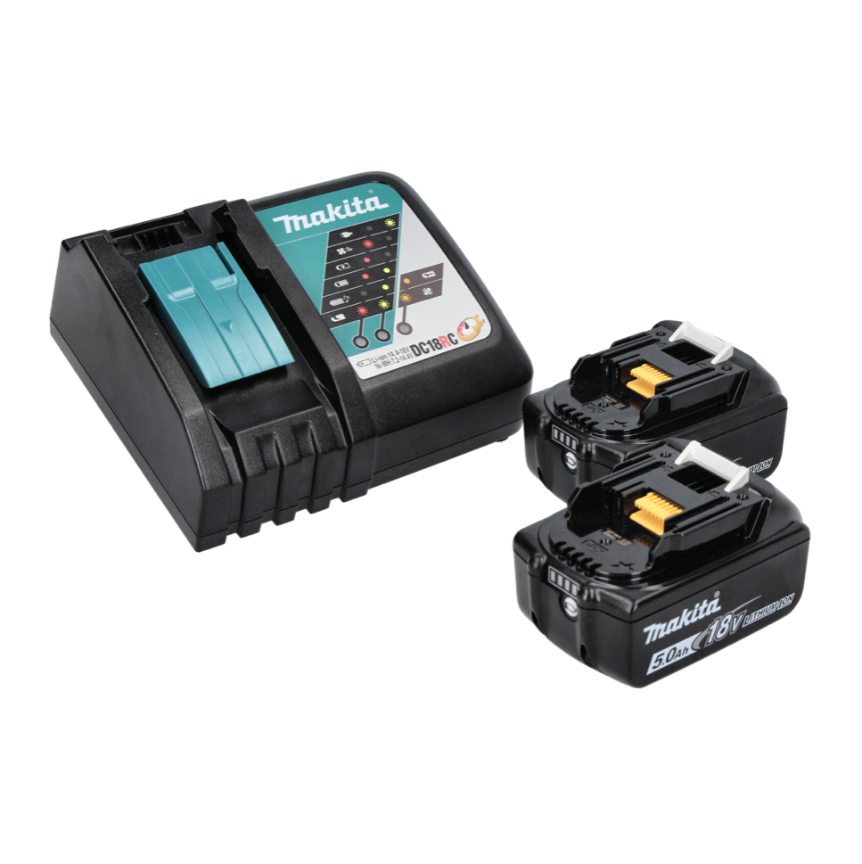 Makita DHP 484 RT W perceuse à percussion sans fil 18 V 54 Nm sans balais blanc + 2x batteries 5,0 Ah + chargeur