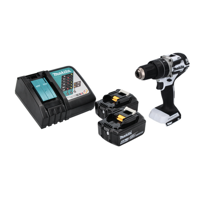 Makita DHP 484 RG W perceuse à percussion sans fil 18 V 54 Nm sans balais blanc + 2x batteries 6,0 Ah + chargeur