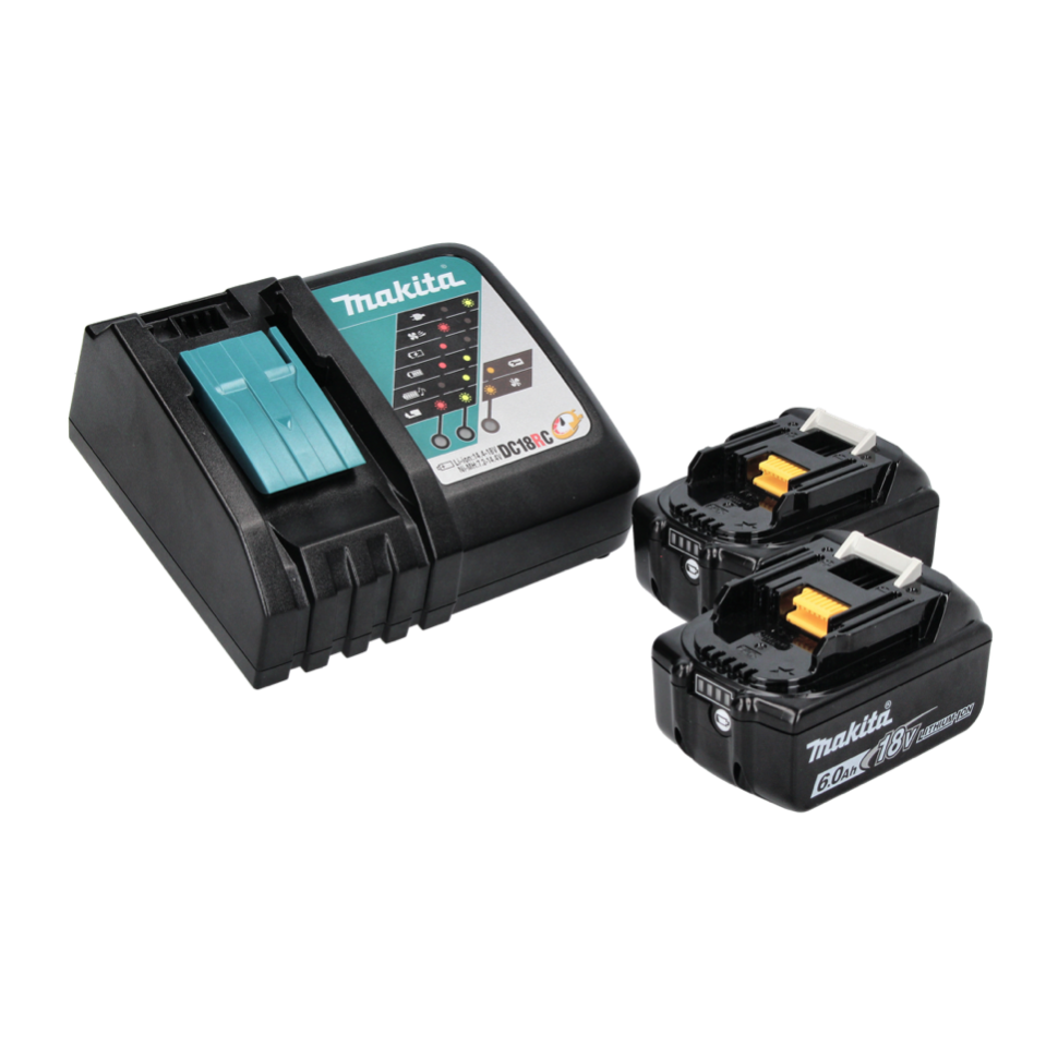 Makita DHP 484 RGJ W perceuse à percussion sans fil 18 V 54 Nm sans balais blanc + 2x batteries 6,0 Ah + chargeur + Makpac