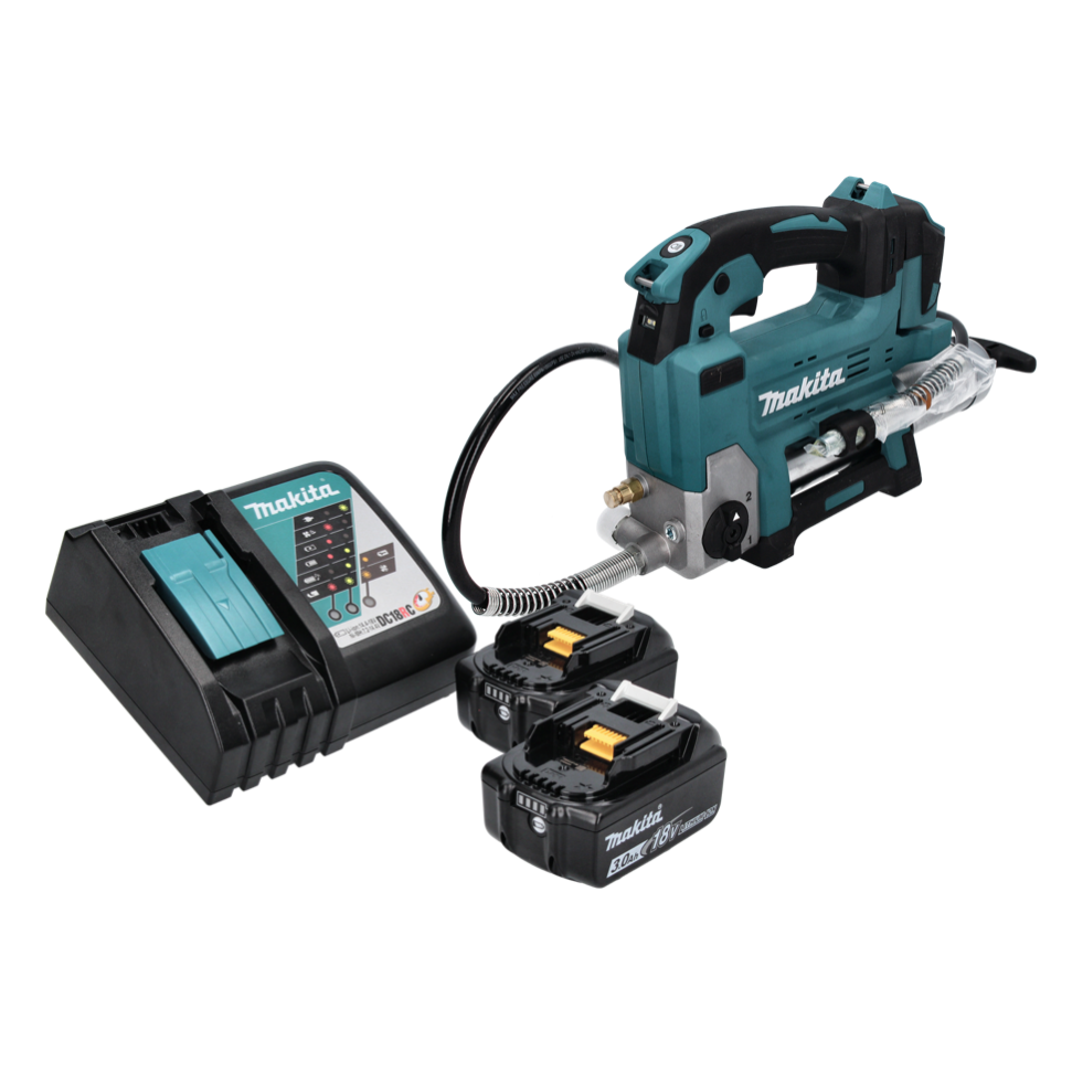 Pistolet graisseur à batterie Makita DGP 180 RF 18 V 690 bar + 2x batteries 3,0 Ah + chargeur