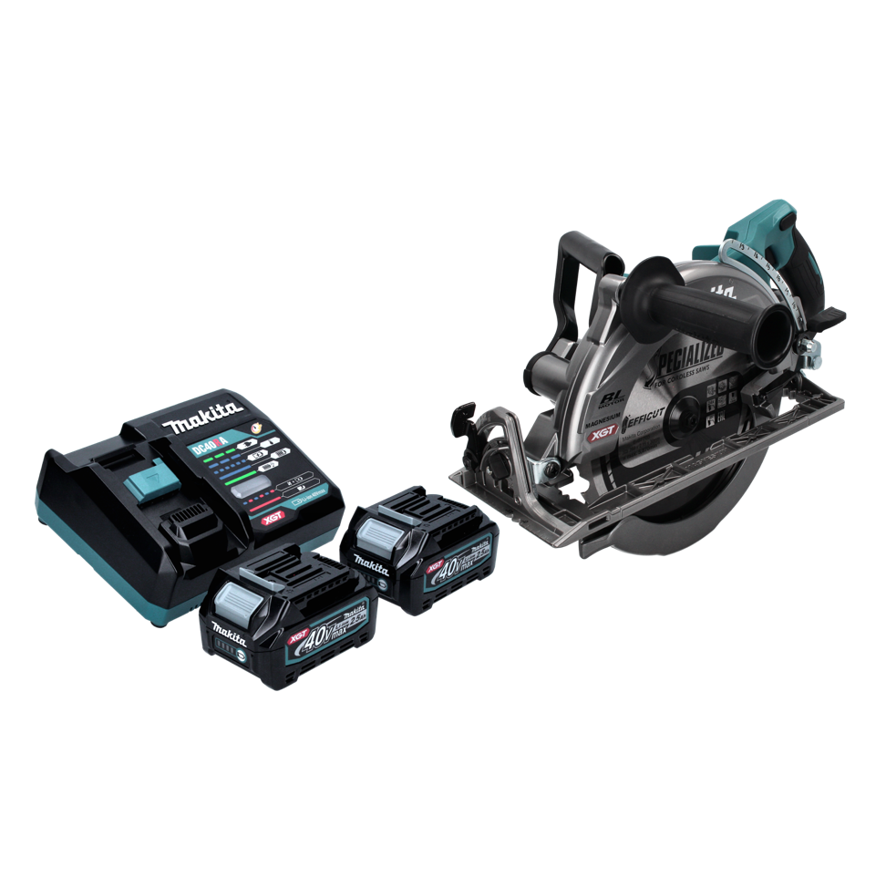 Scie circulaire manuelle à batterie Makita RS 002 GD2 40 V max. 260 mm sans balais + 2x batteries 2,5 Ah + chargeur