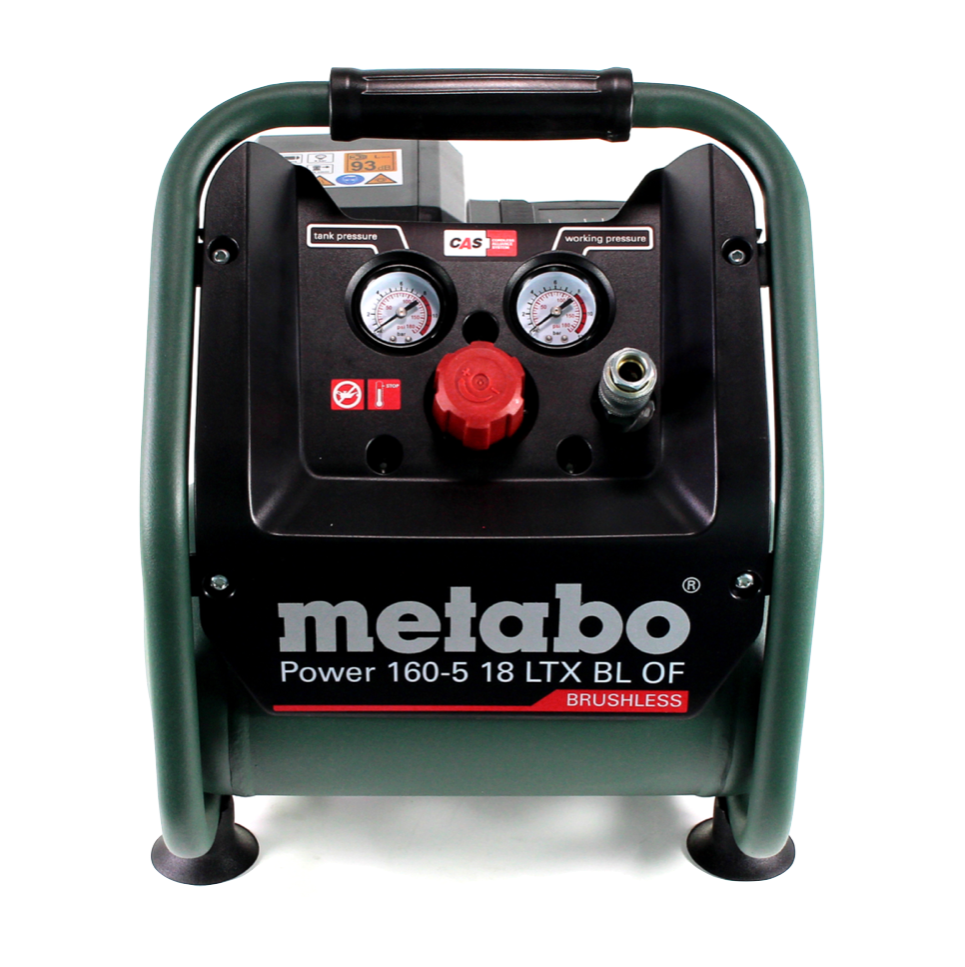 Compresseur à batterie Metabo Power 160-5 18 LTX BL OF 18 V 8,0 bar sans balais + 2x batterie 4,0 Ah + chargeur + jeu d'accessoires 4 pièces