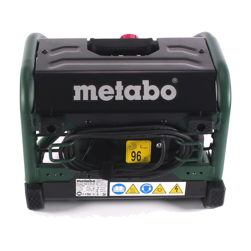 Compresseur Metabo Power 180-5 W OF 8 bar 1,1 kW (601531000) Taille de chaudière 5 l sans huile + jeu d'accessoires 4 pièces