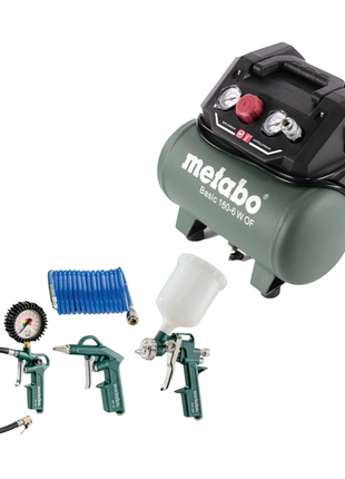 Compresseur Metabo Basic 160-6 W OF 900 W 8 bar (601501000) + jeu d'accessoires 4 pièces