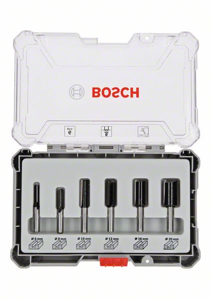 Bosch Set de fraises droites 6/8/10/12/16/20 mm, Queue de 6 mm, 6 pcs. ( 2607017465 )