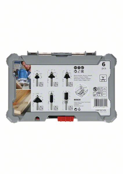 Bosch Rand- und Kantenfräser Set 6 tlg. 1/4" Schaft ( 2607017470 ) Trim & Edging Set für Oberfräsen - Toolbrothers