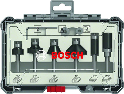 Bosch Rand- und Kantenfräser Set 6 tlg. 1/4" Schaft ( 2607017470 ) Trim & Edging Set für Oberfräsen - Toolbrothers