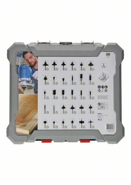 Bosch Mixed Fräser Set 8 mm 30 tlg. + Koffer ( 2607017475 ) für Oberfräsen mit Rundschaft - Toolbrothers