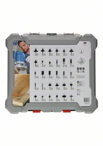 Bosch Mixed Fräser Set 8 mm 30 tlg. + Koffer ( 2607017475 ) für Oberfräsen mit Rundschaft - Toolbrothers