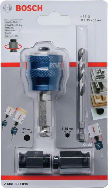 Bosch Power Change Plus Starter Kit 7,15 x 85 mm HSS-G Bohrer Sechskantaufnahme ( 2608599010 ) Multimaterial Carbide