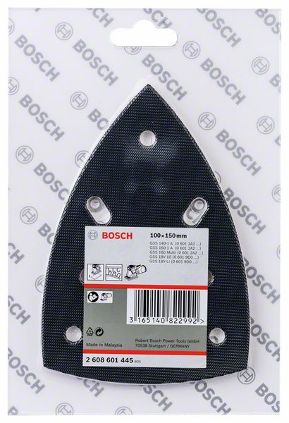 Bosch Delta Schleifplatte 100 x 150 mm ( 2608601445 ) Schleifteller Klett für Schwingschleifer GSS 18V-10 / GSS 140-1 A / GSS 160 Multi / GSS 160-1 A / GSS Delta 1-A Professional - Toolbrothers