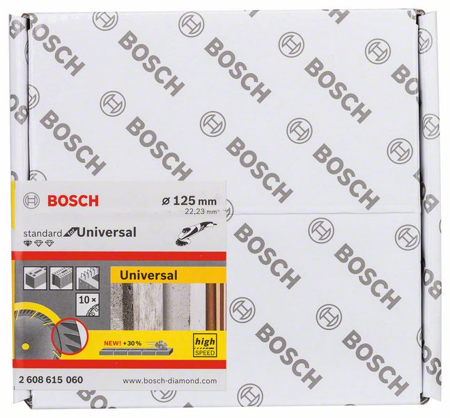 Bosch Standard pour disque à tronçonner diamanté universel 125 x 22,23 mm 10 pièces (2608615060) pour béton, acier-béton, cuisson, chaux et grès