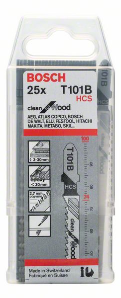 Bosch T 101 B Stichsägeblätter Clean for Wood  25 Stk. 100 mm ( 2608633622 ) - Toolbrothers