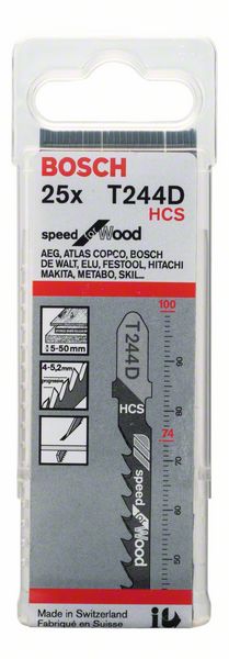 Bosch T 244 D Stichsägeblätter Speed for Wood 25 Stk. 100 mm ( 2608633626 ) - Toolbrothers