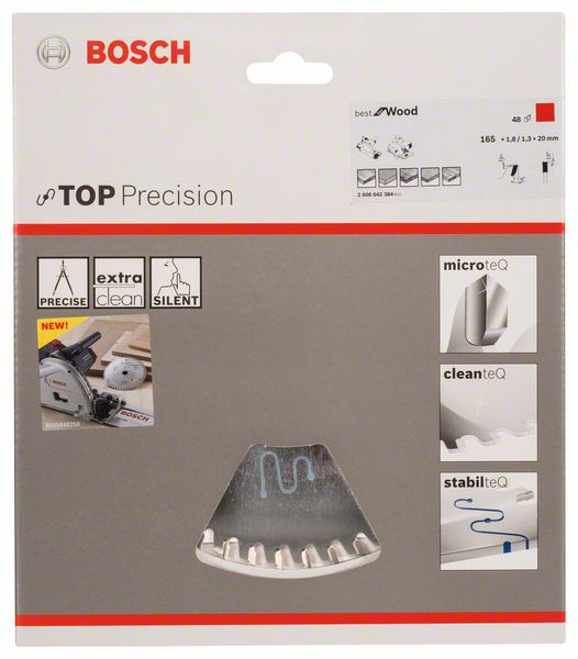 Bosch Pro Kreissägeblatt Top Precision Best for Wood 165 x 20 x 1,8 mm, 48 Zähne ( 2608642384 ) - Toolbrothers