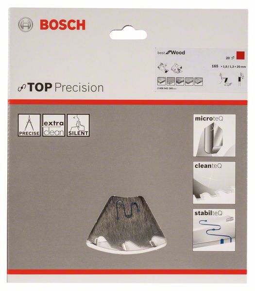 Bosch Kreissägeblatt Top Precision Best for Wood 165 x 20 x 1,8 mm 20 Zähne ( 2608642385 ) - Toolbrothers