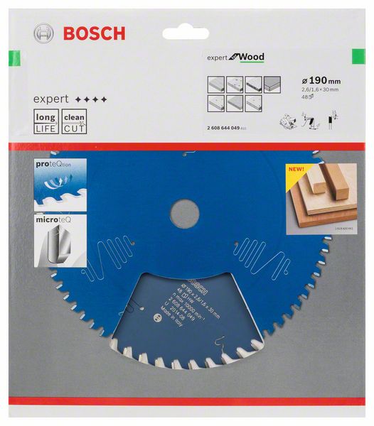 Bosch Kreissägeblatt Expert für Holz 190 x 2,6 x 30 mm 48 Zähne ( 2608644049 ) - Toolbrothers