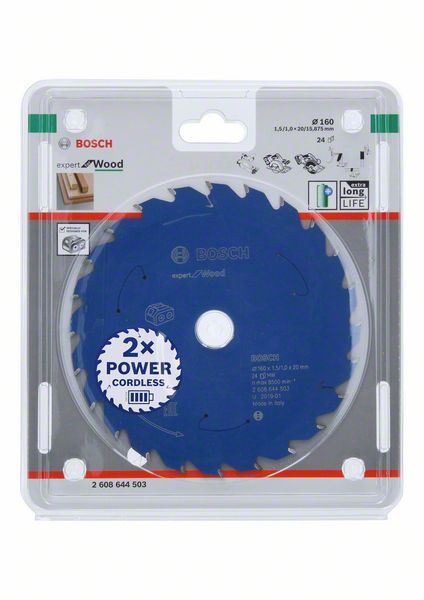 Bosch Kreissägeblatt Expert for Wood 160 x 1,0 x 20 mm 24 Zähne für Holz ( 2608644503 ) - Toolbrothers