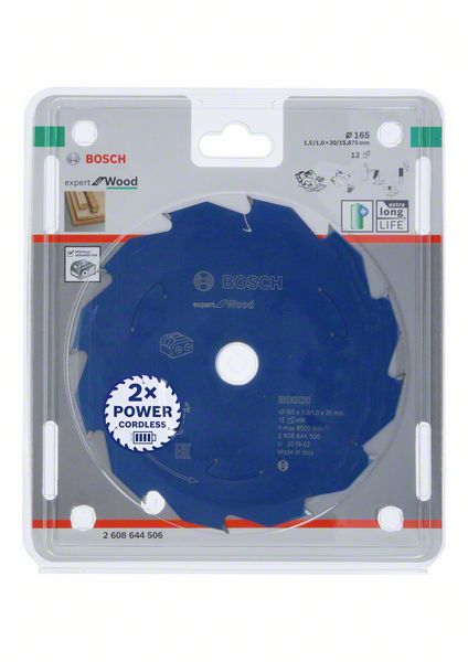 Bosch Kreissägeblatt Expert for Wood 165 x 1,0 x 20 mm 12 Zähne für Holz ( 2608644506 ) - Toolbrothers