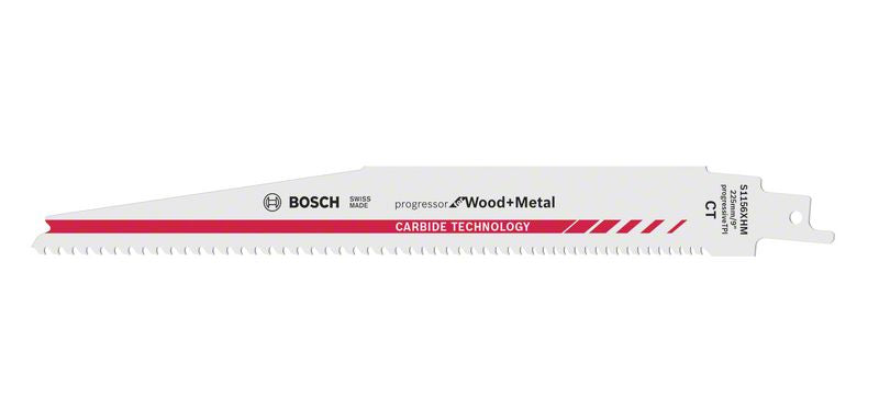 Bosch S 1156 XHM Lame de scie sabre Progressor for Wood and Metal - 225x25x1,25mm, 6-8 dents, durée de vie extra longue (2608653100)