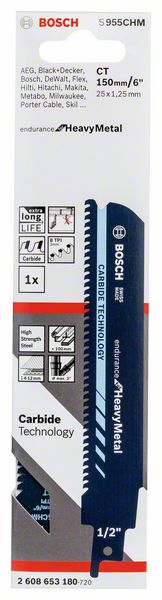 Bosch S 955 CHM endurance Säbelsägeblatt für Hartmetall Heavy Metal 25 x 1,25 mm ( 2608653180 ) - Toolbrothers