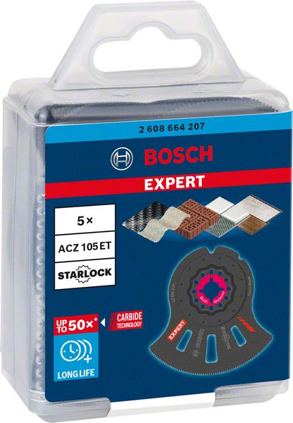 Bosch EXPERT Multi Material ACZ 105 ET lame de scie segment Starlock 105 mm 5 pièces (2608664207) Carbure