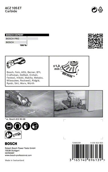 Bosch EXPERT Multi Material ACZ 105 ET lame de scie segment Starlock 105 mm 1 pièce (2608664208) Carbure